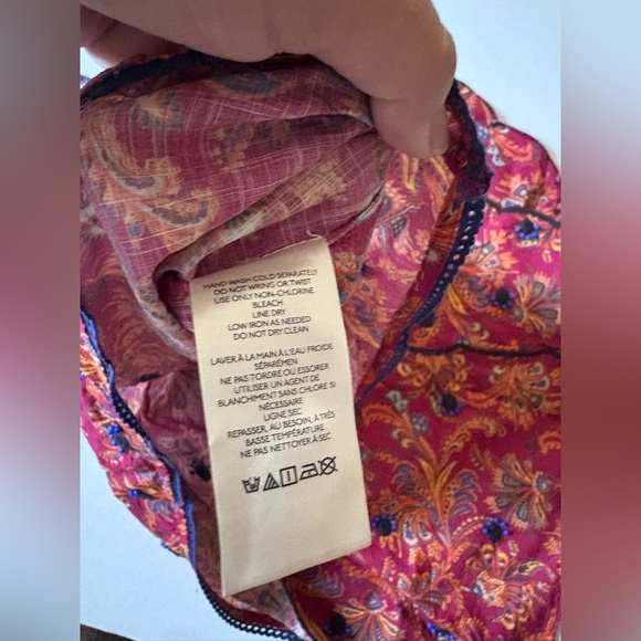 NWT Anthropologie Bare Deco Beaded & Embroidered Babydoll Tank Red Cropped - Picture 9 of 13